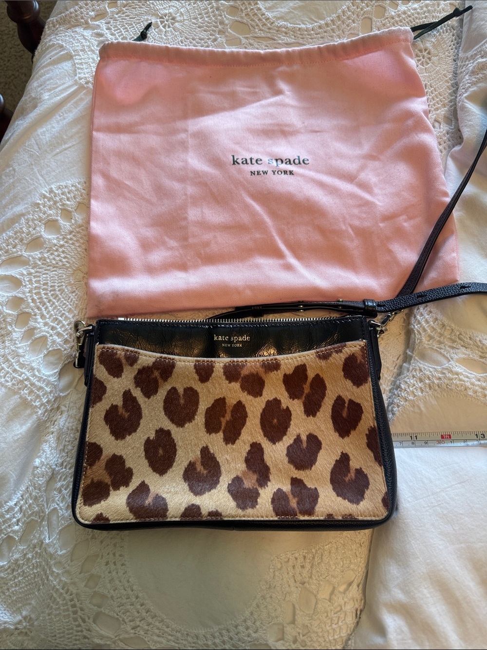 kate spade Leopard-Print Crossbody with Black Trim